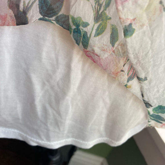 Women's Viola Borghi Floral Sheer Print Sleeveless Top White Size Large - Picture 8 of 13